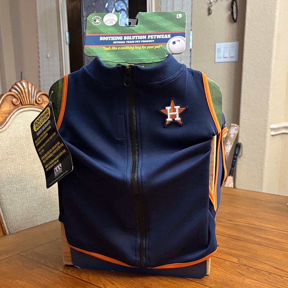 Houston Astro Dog Vest in Navy and Orange